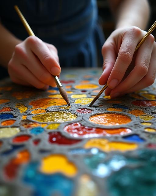 Detailarbeit bei der Glasmalerei-Rekonstruktion