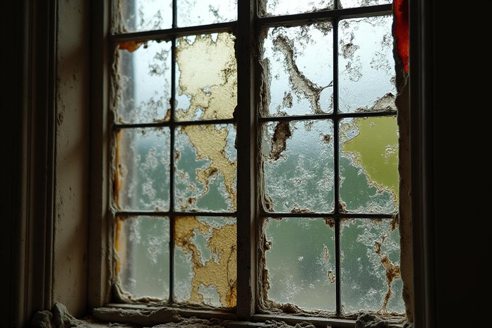 Historisches Glasfenster vor der Restaurierung