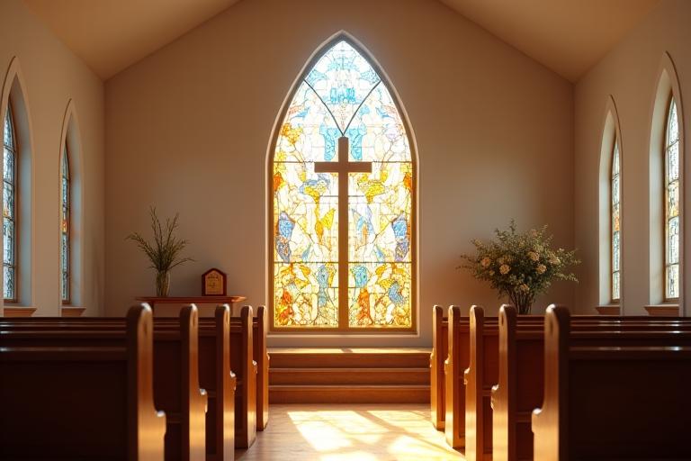 Sakrale Glaskunst in einer Kapelle